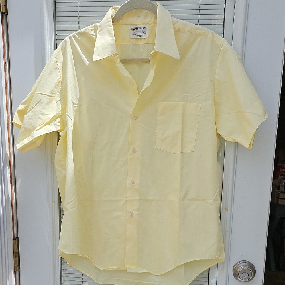 Yellow Casual Button Down Shirt Lightweight Fabric